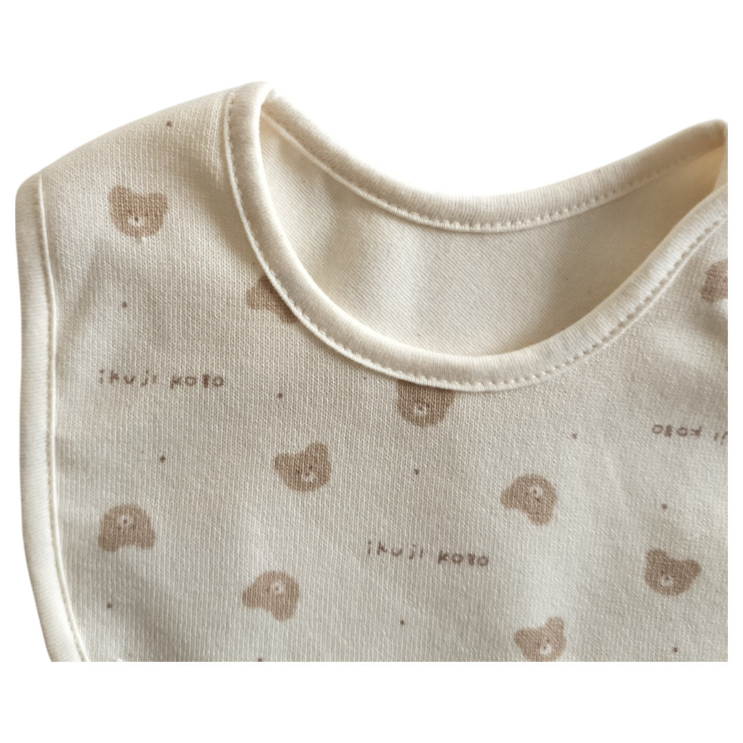 No.422907/クマ柄スタイ（吊天竺・オーガニックコットン使用）