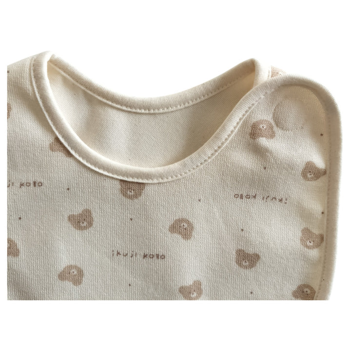 No.422907/クマ柄スタイ（吊天竺・オーガニックコットン使用）