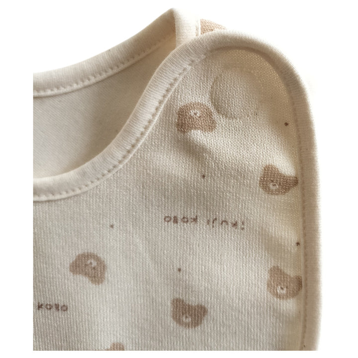 No.422907/クマ柄スタイ（吊天竺・オーガニックコットン使用）