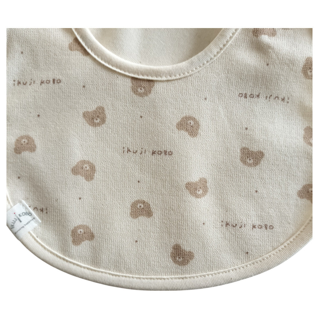 No.422907/クマ柄スタイ（吊天竺・オーガニックコットン使用）