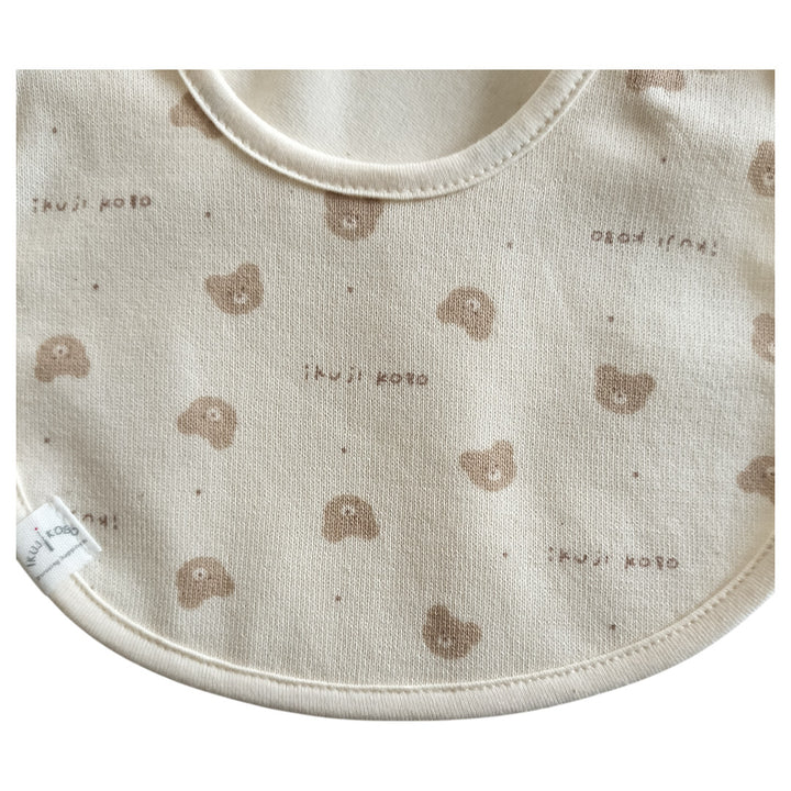 No.422907/クマ柄スタイ（吊天竺・オーガニックコットン使用）