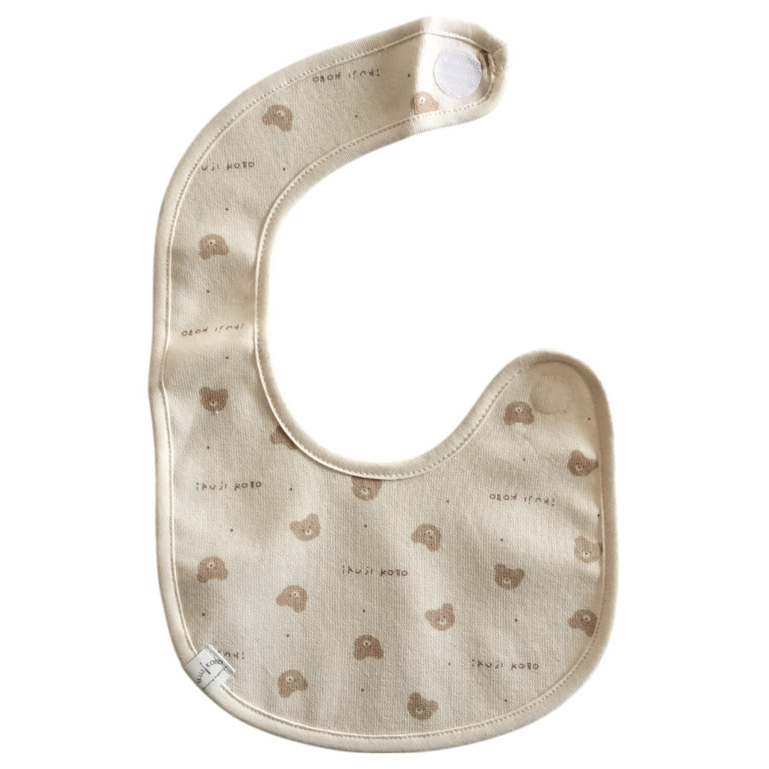 No.422907/クマ柄スタイ（吊天竺・オーガニックコットン使用）